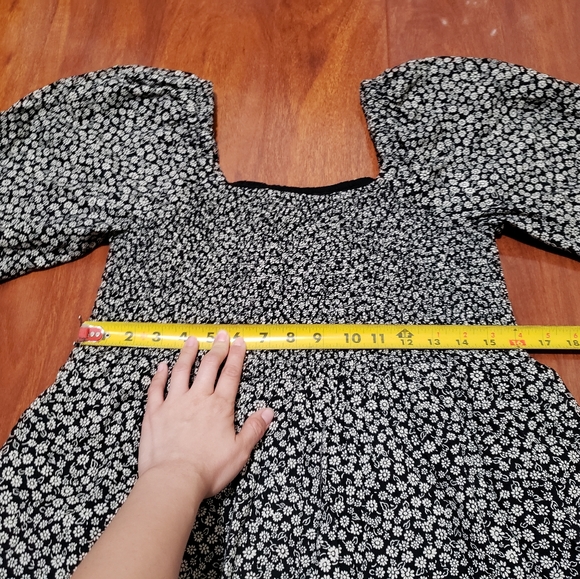 Lucie Elbowsleeve Smocked Mini Dress In 